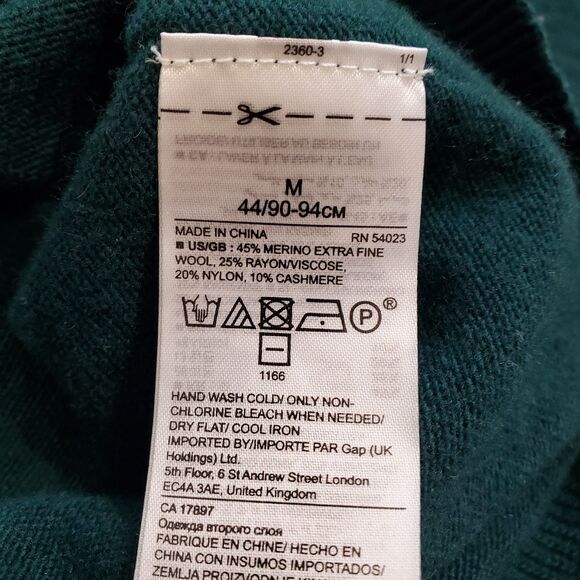 Banana Republic Italian Yarn Filpucci Merino Wool Cashmere Sweater M Green - Picture 11 of 11